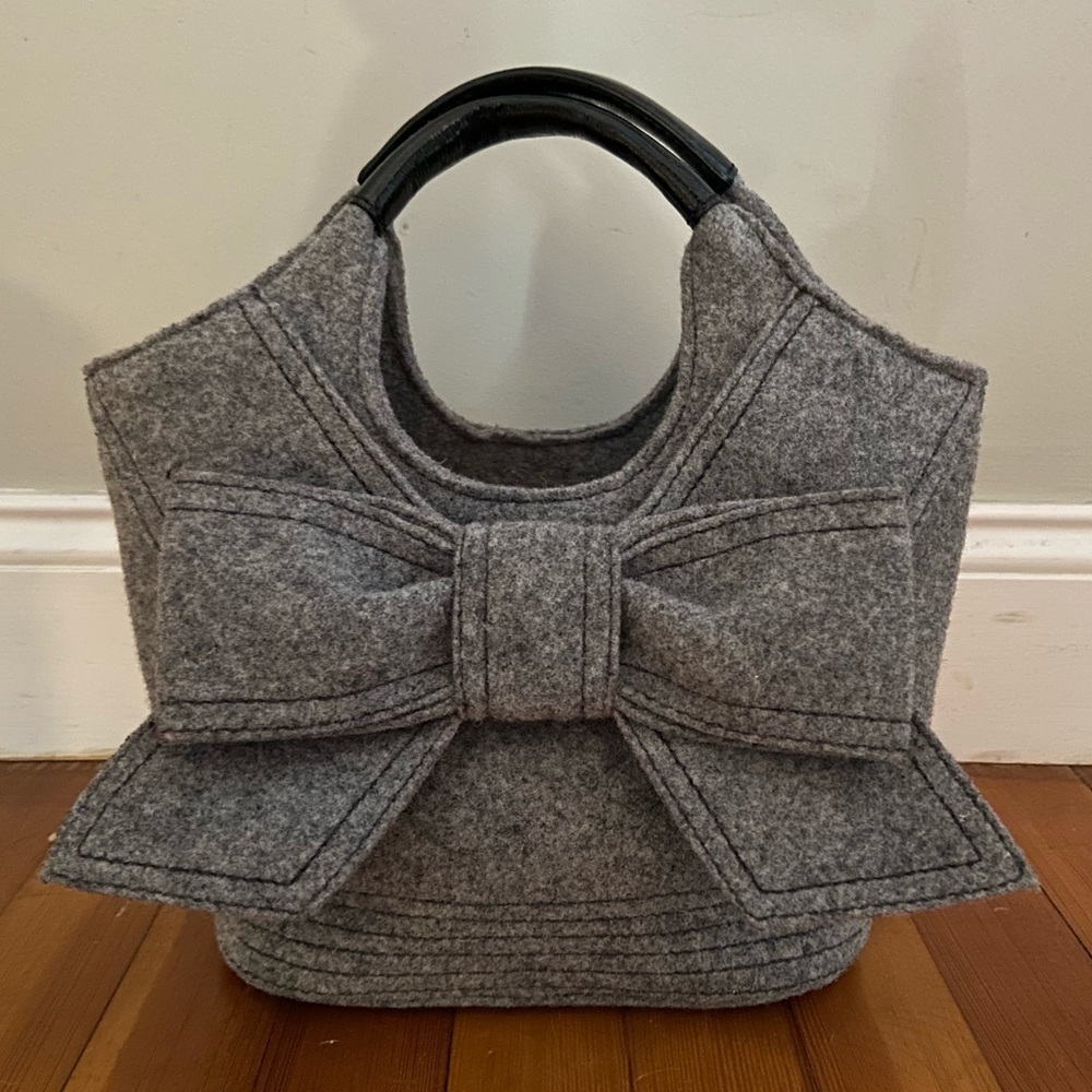 kate spade grey wool clutch